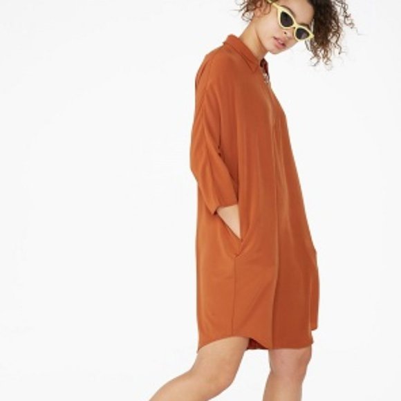 Monki Dresses & Skirts - Monki Orange Zip Shirt Dress